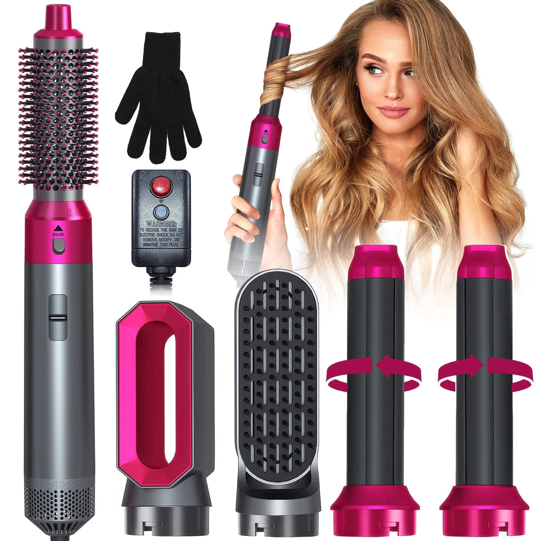 Hair Dryer Brush Set,5 in 1 Hot Air Brush,Negative Ionic Hair Styling Tools,Gray