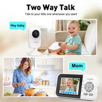 Wifi Video Baby Monitor, 2.8" LCD & App Viewing, 2-Way Audio, Night Vision, VOX, 5 Lullabies, Supports 4 Cameras, 1200Ft Range, Home Use