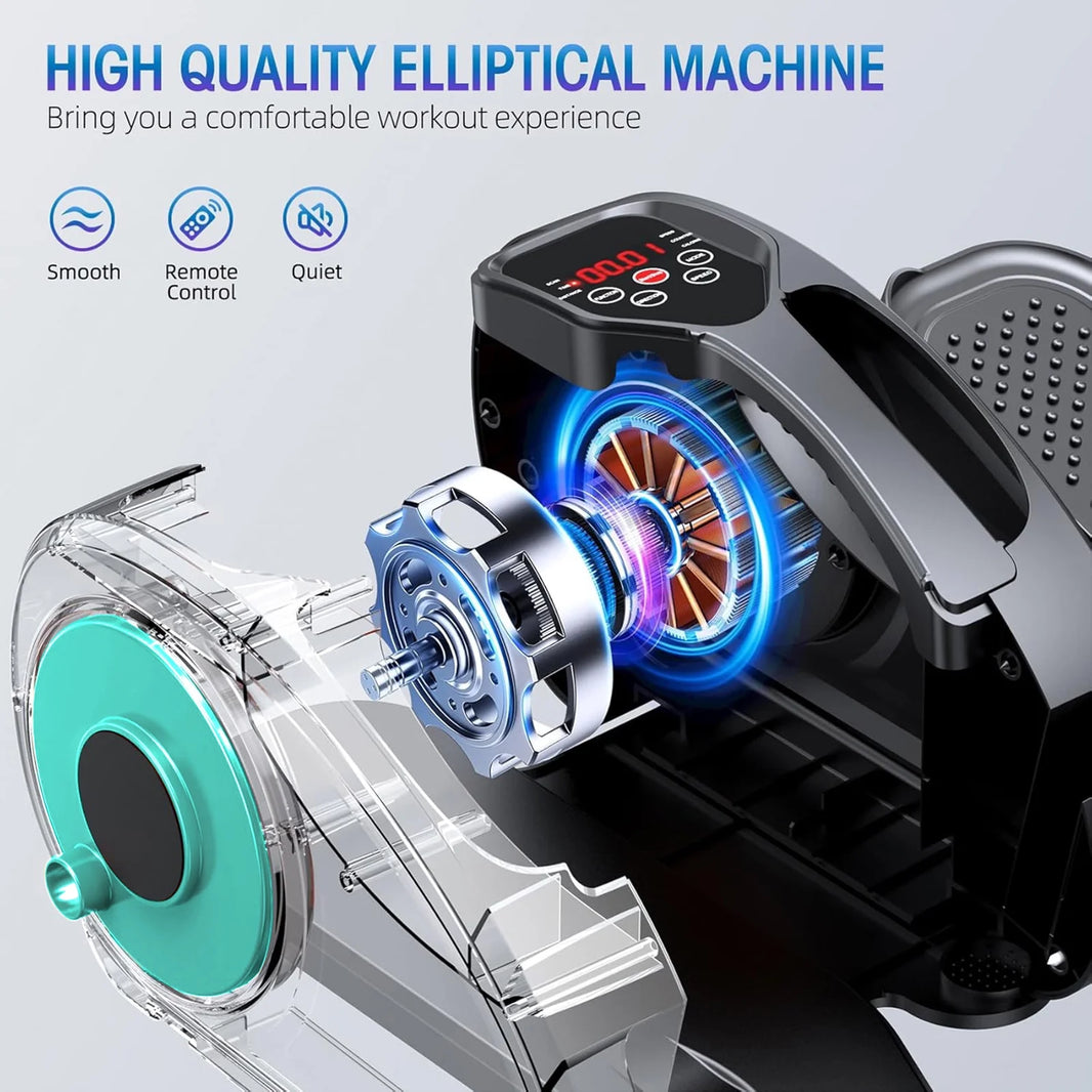 under Desk Elliptical Machine Electric, Ellipse Leg Exerciser for Seniors Fully Assembled, Portable and Quiet Pedal Exerciser with Remote Control and LCD Display Monitor