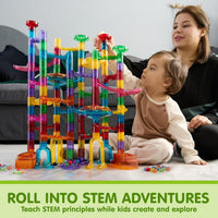137Pcs Glowing Marble Run Game Set for Kids, STEM Building Toys Construction Blocks with 15 Glow in the Dark Marbles, Christmas Birthday Gift for Boys Girls over 3