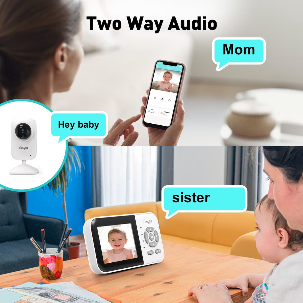 Dual Camera Video Baby Monitor, 2.8" LCD, Wireless, Night Vision, 2-Way Audio, App Access, 1200Ft Range, Feeding Timer, Temperature Sensor, Portable for Home Use