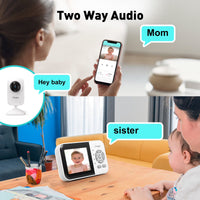Dual Camera Video Baby Monitor, 2.8" LCD, Wireless, Night Vision, 2-Way Audio, App Access, 1200Ft Range, Feeding Timer, Temperature Sensor, Portable for Home Use