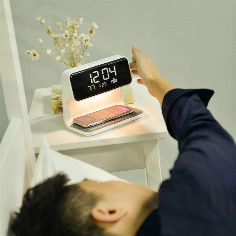 Multifunction Alarm Clock | Wireless Charger Night Lamp
