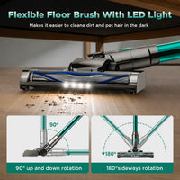 Cordless Vacuum Cleaner 38000PA/400W Stick Vacuum 50Min 2200Mah for Home Pet Hair Car Carpet Hardwood Floor
