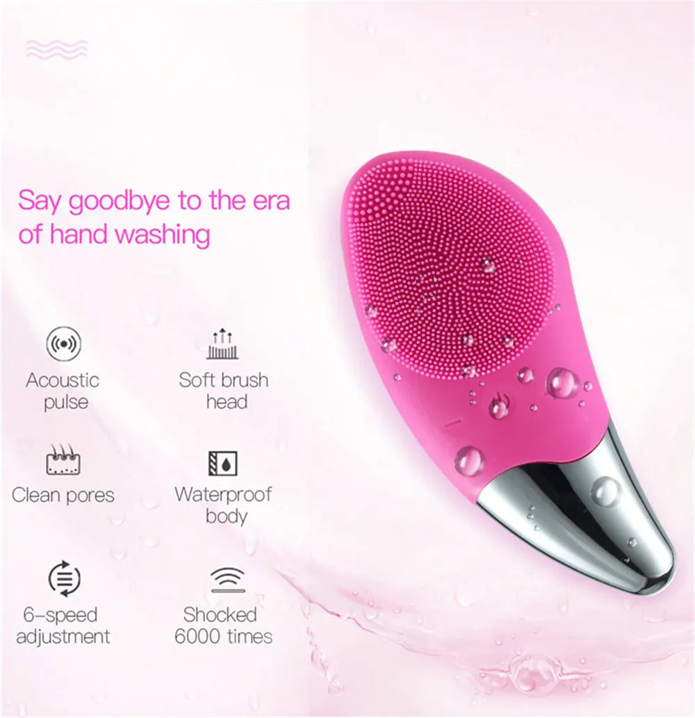 Electric Facial Cleansing Brush Massager Ultrasonic Wash Instrument Deep Pore Cleaning Facial Vibration Massage Relaxation Tools