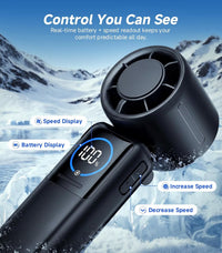Portable Handheld Fan, 8000Mah Rechargeable Personal Fan, 100-Speed Wind, Built-In Type-C Cable, LED Display,135° Tilt Foldable for Desk/Neck/Travel