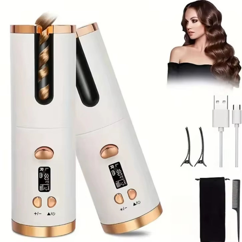 Automatic Curling Iron Hair Curling Iron for Hair Styling Cordless Auto Fast Heating Rechargeable Cordless Hair Curler