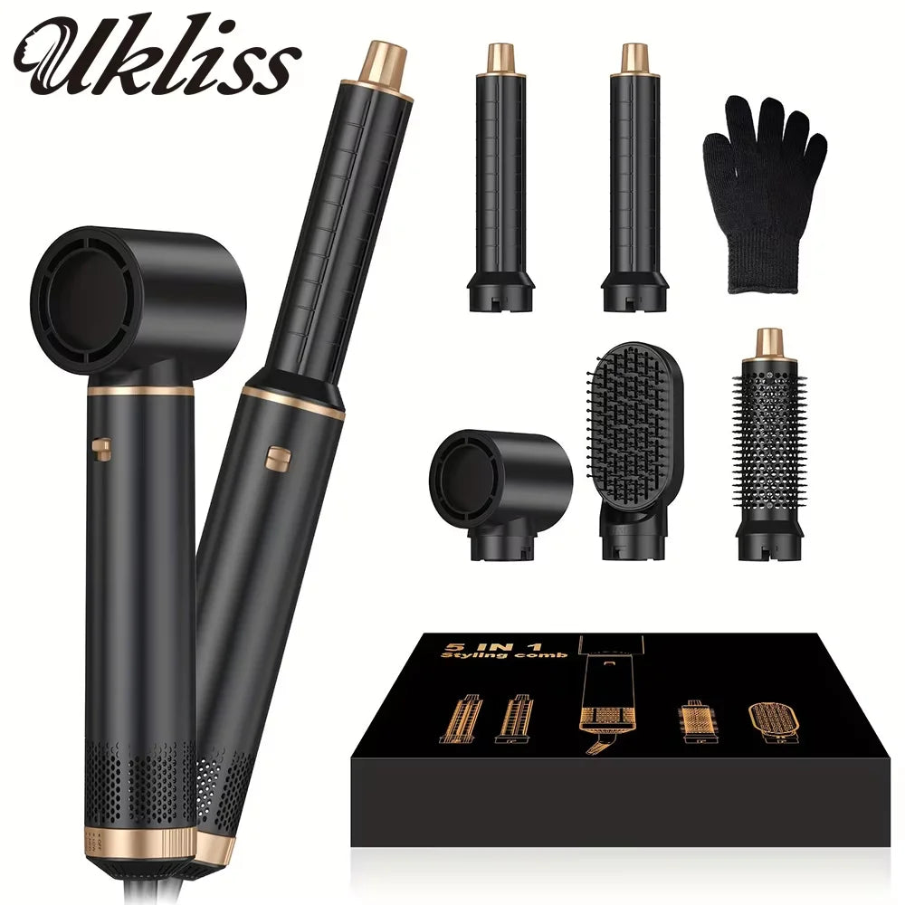 5 in 1 Electric Hair Dryer Comb Hair Straightener Comb Negative Ion Curling Iron Styling Tools Multifunctional Hot Air Brush
