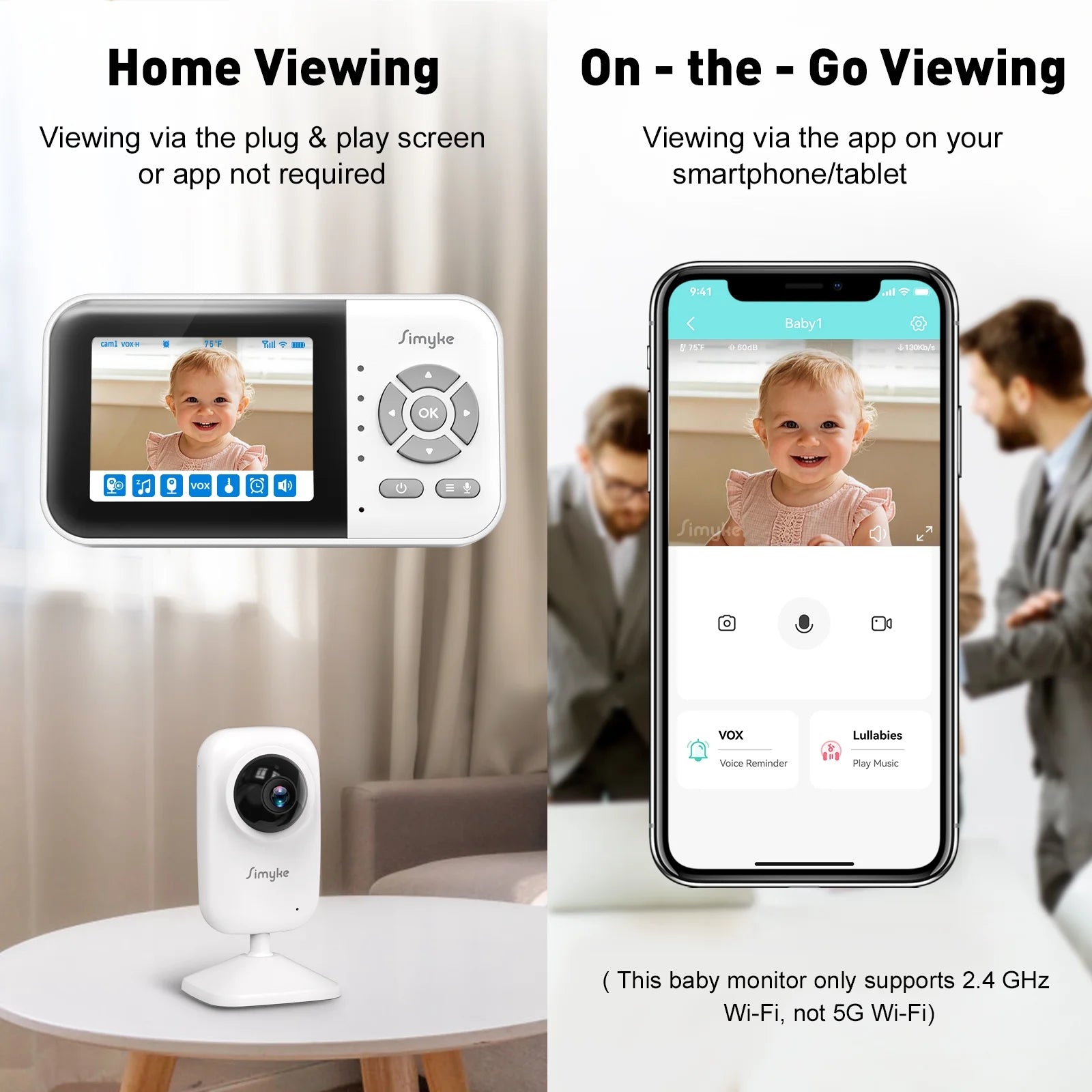 Dual Camera Video Baby Monitor, 2.8" LCD, Wireless, Night Vision, 2-Way Audio, App Access, 1200Ft Range, Feeding Timer, Temperature Sensor, Portable for Home Use