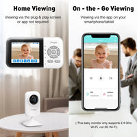 Dual Camera Video Baby Monitor, 2.8" LCD, Wireless, Night Vision, 2-Way Audio, App Access, 1200Ft Range, Feeding Timer, Temperature Sensor, Portable for Home Use