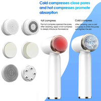 Portable 6-In-1 Silicone Electric Cleansing Brush Facial Pore Cleaning and Exfoliating Waterproof Sonic Cleansing Brush
