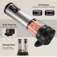 Electric Salt and Pepper Grinder Set, Automatic Rechargeable Salt and Pepper Mill with LED Display, Salt Pepper Shaker Electric with 5 Adjustable Coarseness