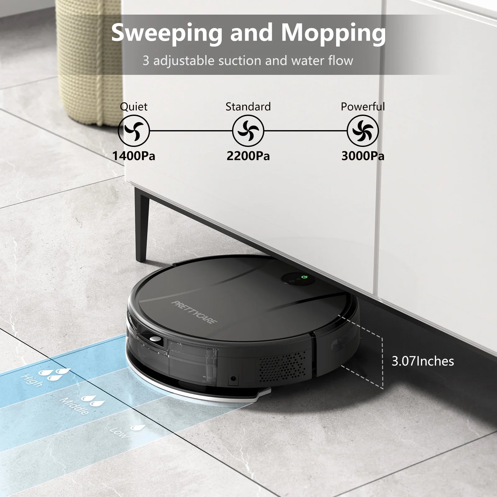 C2 2 in 1 Robot Vacuum and Mop Combo Cleaner, Black
