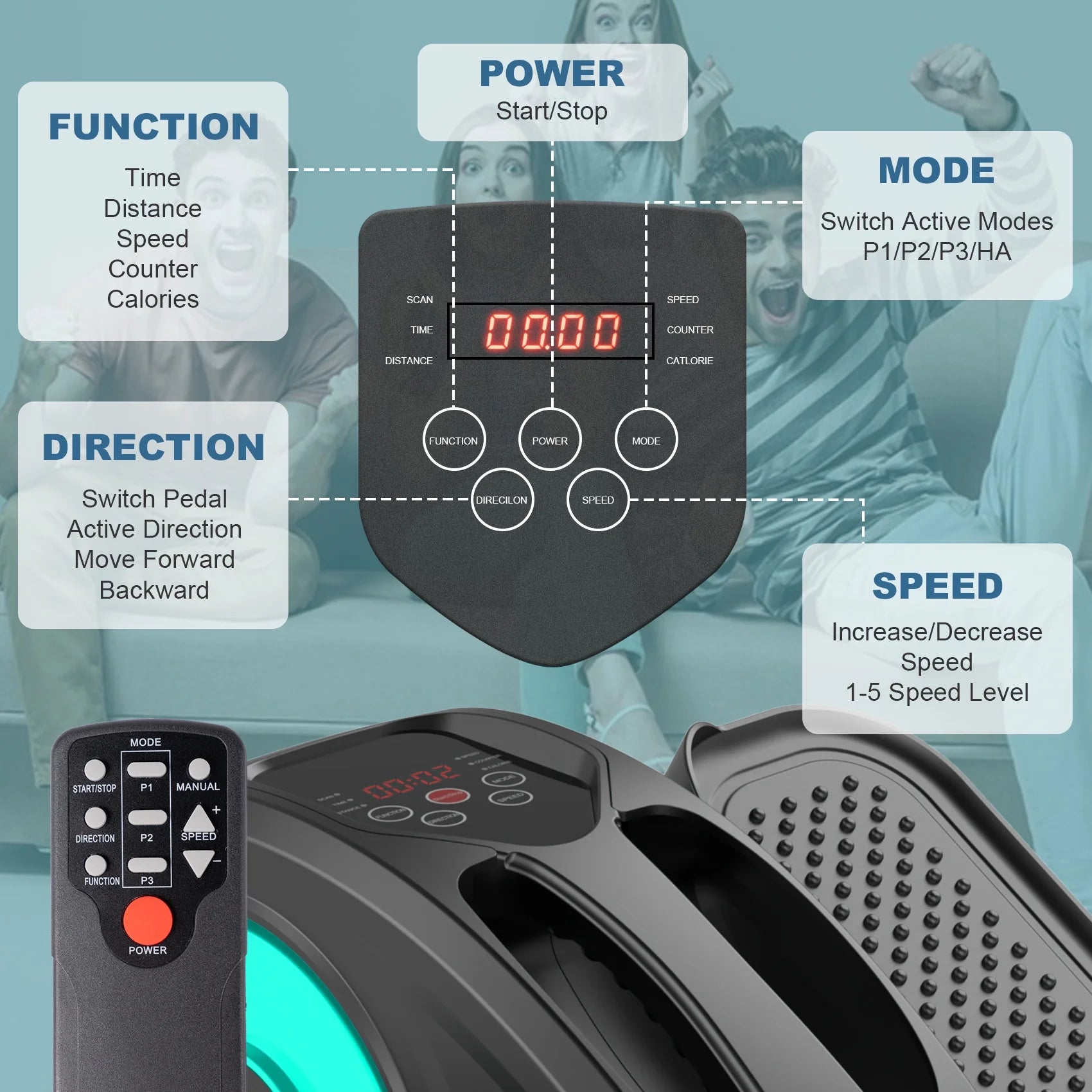under Desk Elliptical Machine Electric, Ellipse Leg Exerciser for Seniors Fully Assembled, Portable and Quiet Pedal Exerciser with Remote Control and LCD Display Monitor