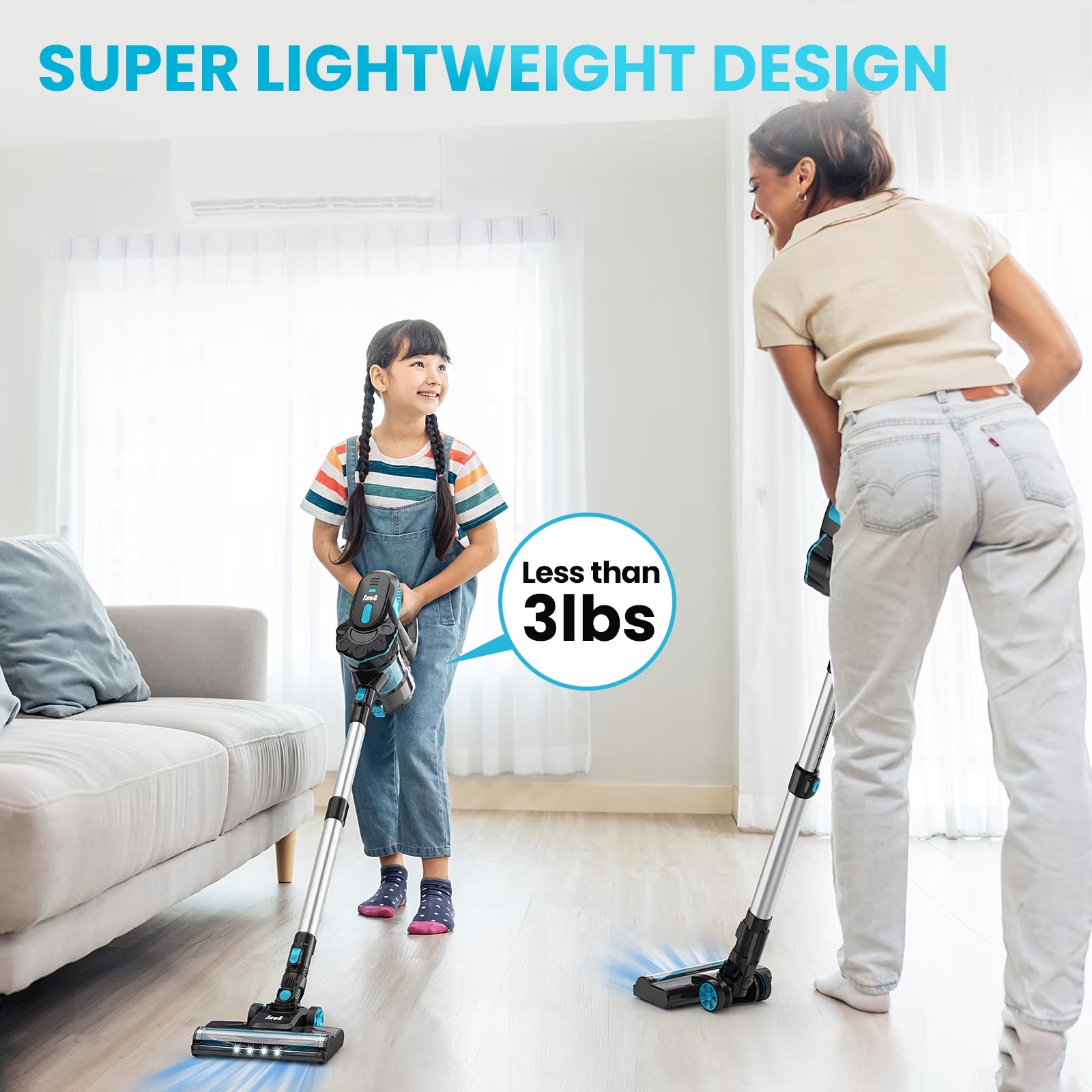 Cordless Vacuum Cleaners, 6-In-1 Lightweight Stick Vacuum for Hardwood Floor Carpet Pet Hair, V770