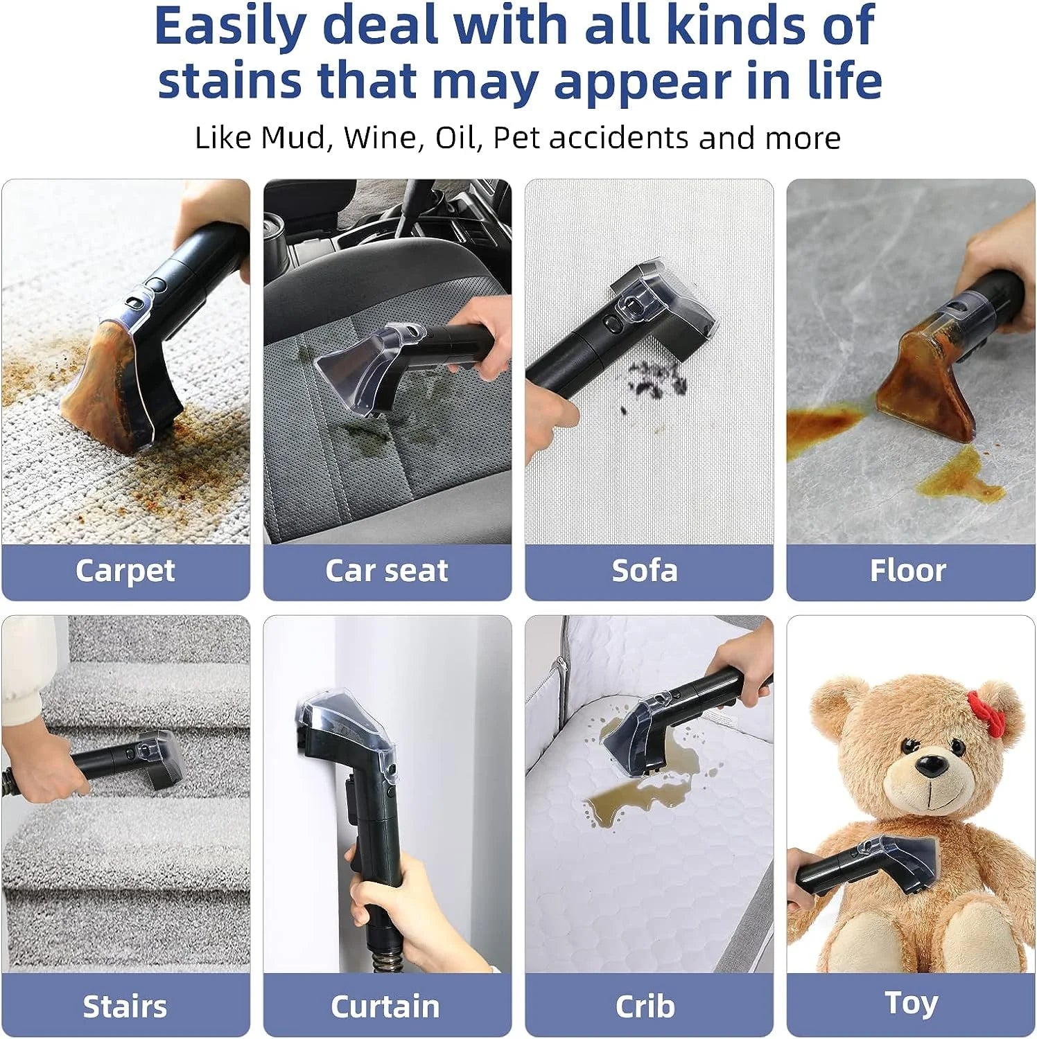 Portable Carpet Cleaner, Upholstery Cleaner with Pet Spot Stain Remover, 10.5Kpa Strong Suction, 400W Powerful Motor, New