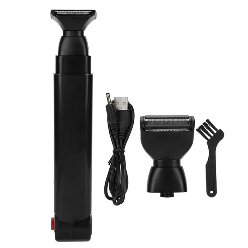 Electric Back Shaver 2 in 1 Facial Hair Trimmer Razor Rechargeable Foldable Handle Back Hair Removal Men Body Groomer