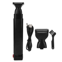 Electric Back Shaver 2 in 1 Facial Hair Trimmer Razor Rechargeable Foldable Handle Back Hair Removal Men Body Groomer