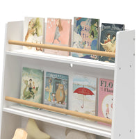 Bookshelf for Kids, Wooden Kids Bookshelf with Toy Storage Cabinet and 2 Shelves, Freestanding Bookcase Organizer for Bedroom, Playroom, White