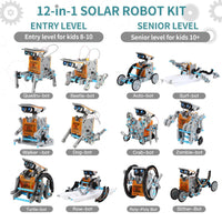 STEM Toys Solar-Powered Transforming Robot Toy - 12-In-1 Construction Set,Educational Science Experiment Kit Toys