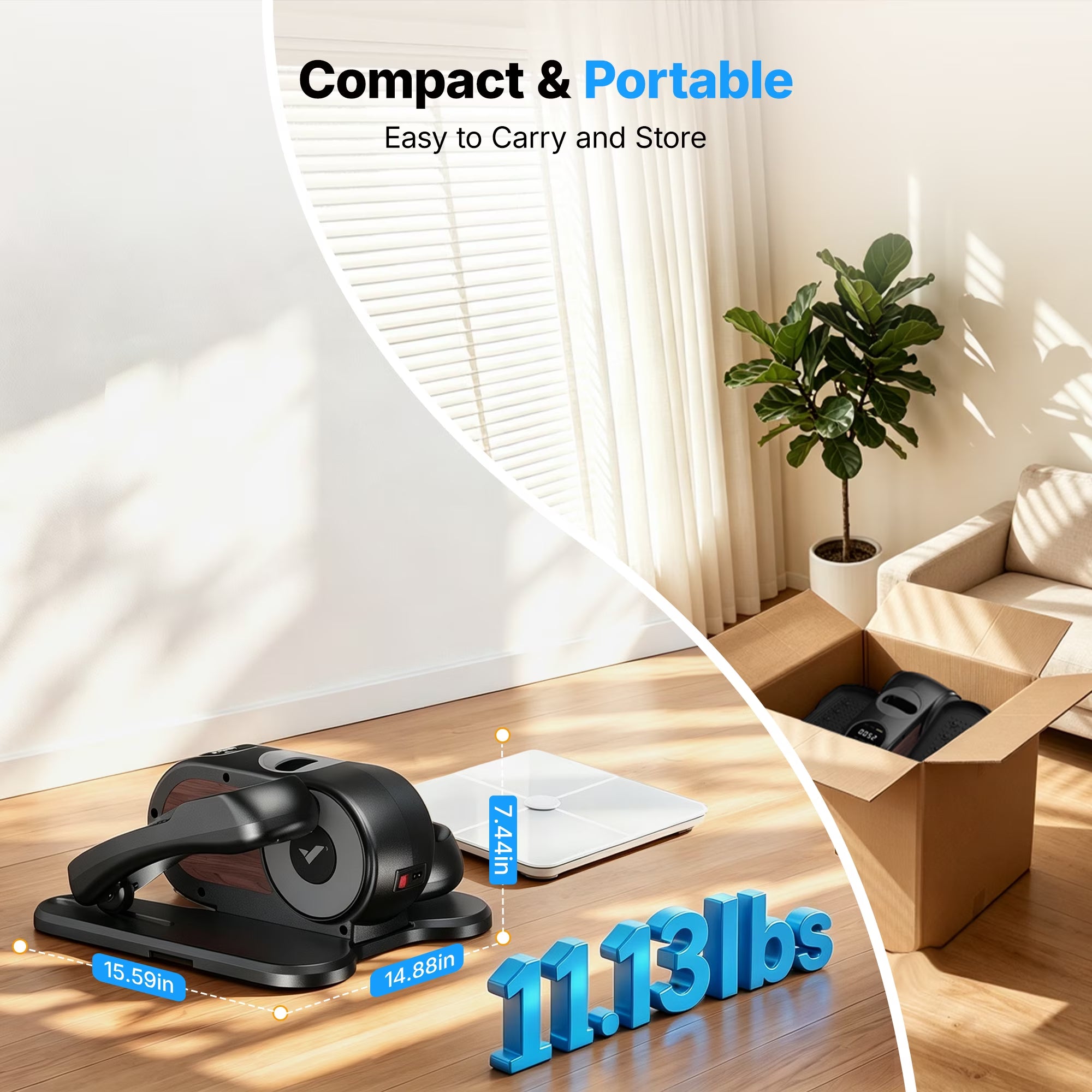 under Desk Elliptical Trainer, Compact Portable Exercise Machine, Adjustable Speed, Low Impact for Home Office, Gift