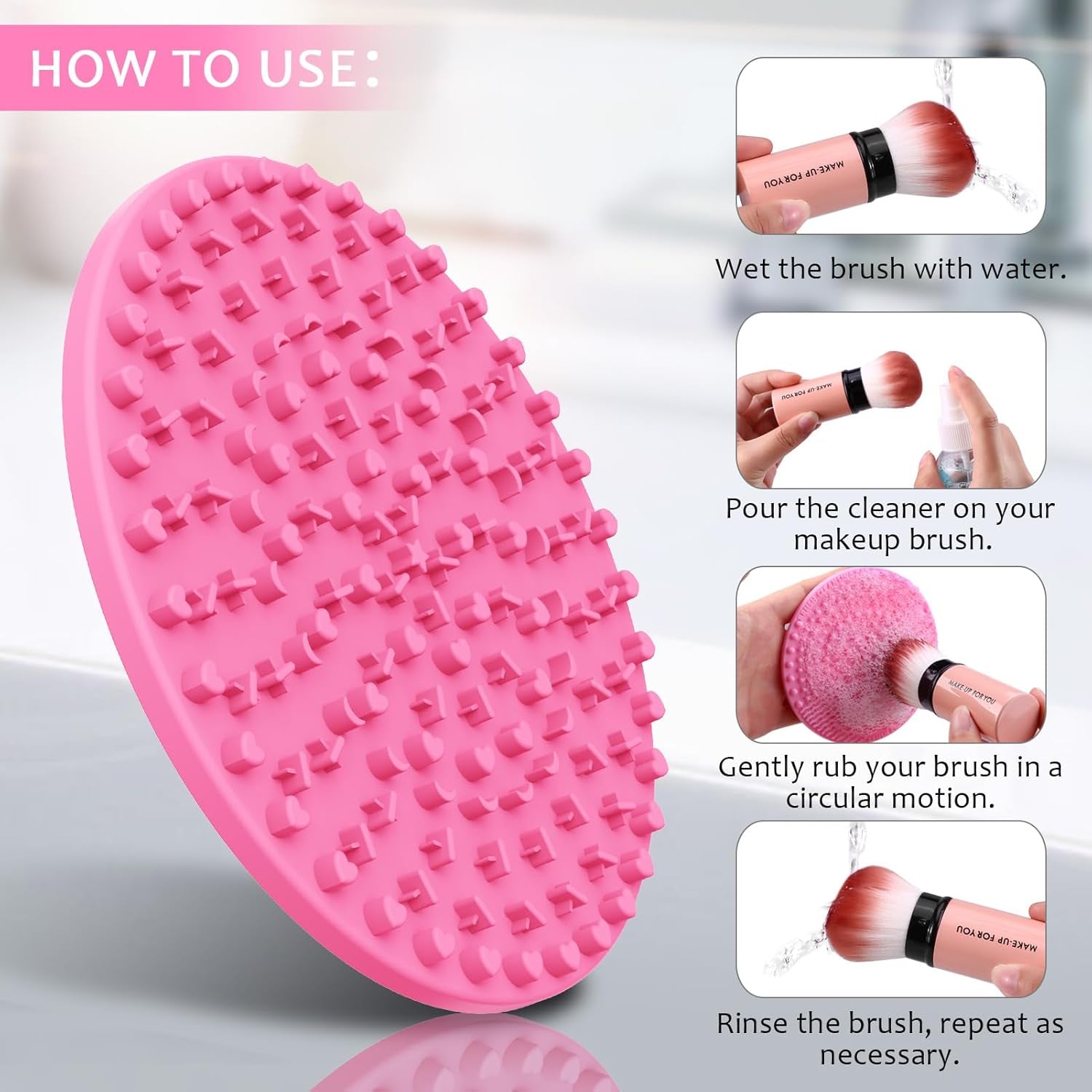 Makeup Brush Cleaner Solution with Brush Cleaning Mat, 3 Piece Set