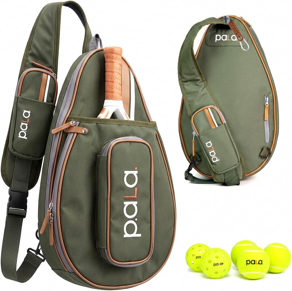 Multi-Sport Crossbody Padel Bag – Fits 2 Padel Rackets, Lightweight 2.07 Lb, Fence Hook, 13” Device Sleeve, Compact Racket Bag for Padel, Tennis & Pickleball