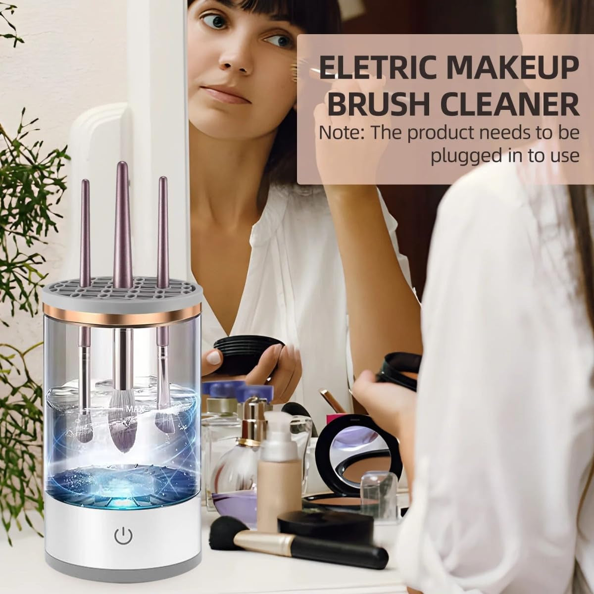 Makeup Brush Cleaner,Electric Makeup Brush Cleaner Machine for Deep Cleaning,Automatic Makeup Brush Cleaner for All Size Beauty Makeup Brush