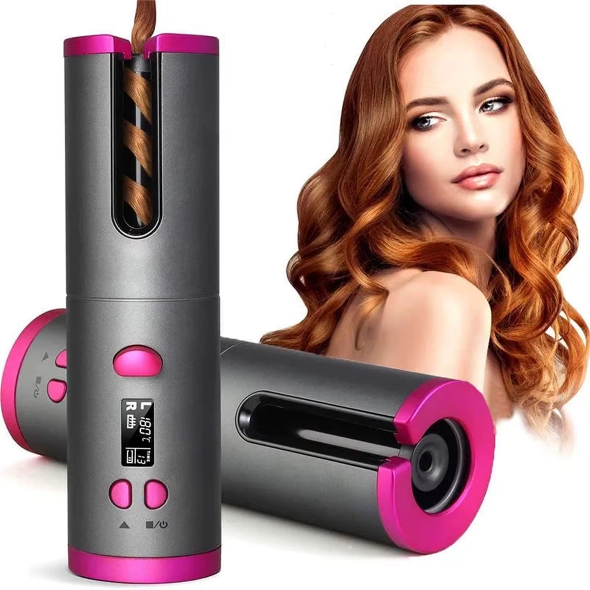 Automatic Curling Iron Hair Curling Iron for Hair Styling Cordless Auto Fast Heating Rechargeable Cordless Hair Curler