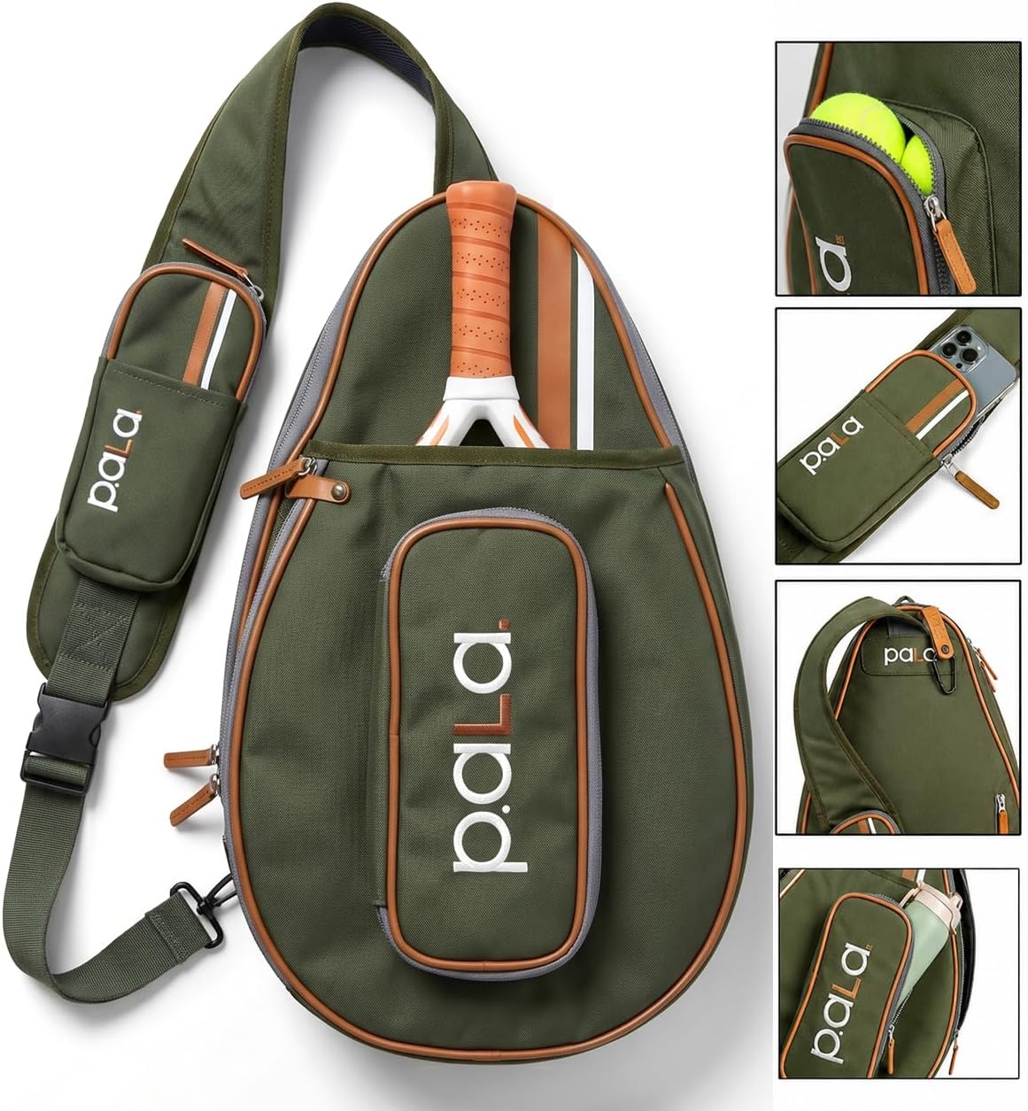 Multi-Sport Crossbody Padel Bag – Fits 2 Padel Rackets, Lightweight 2.07 Lb, Fence Hook, 13” Device Sleeve, Compact Racket Bag for Padel, Tennis & Pickleball