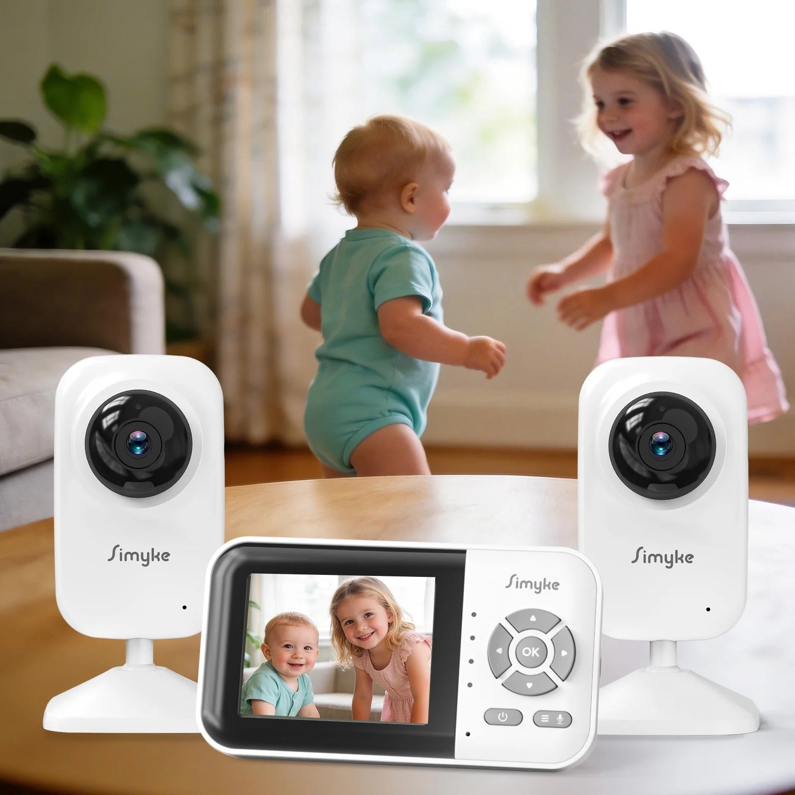 Dual Camera Video Baby Monitor, 2.8" LCD, Wireless, Night Vision, 2-Way Audio, App Access, 1200Ft Range, Feeding Timer, Temperature Sensor, Portable for Home Use