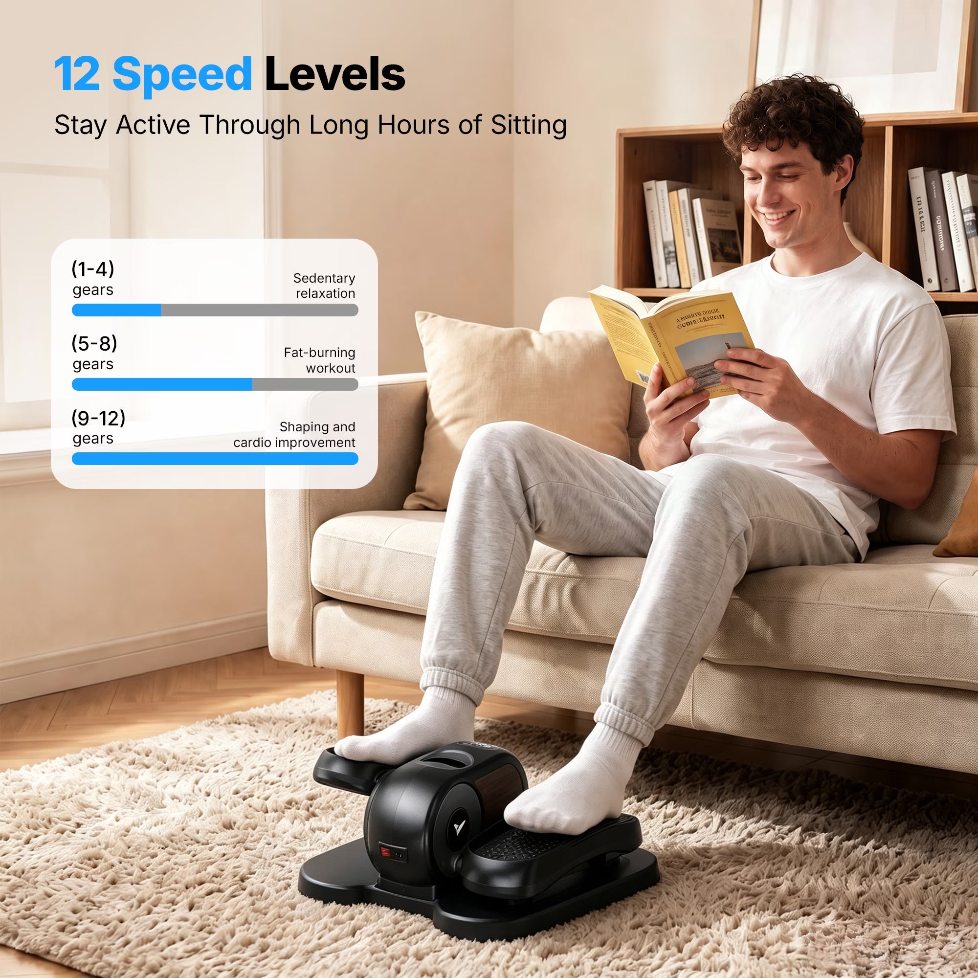 under Desk Elliptical Trainer, Compact Portable Exercise Machine, Adjustable Speed, Low Impact for Home Office, Gift