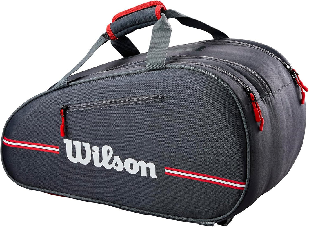 WILSON Team Padel Bag - Holds up to 4 Padel Rackets, Black/Red
