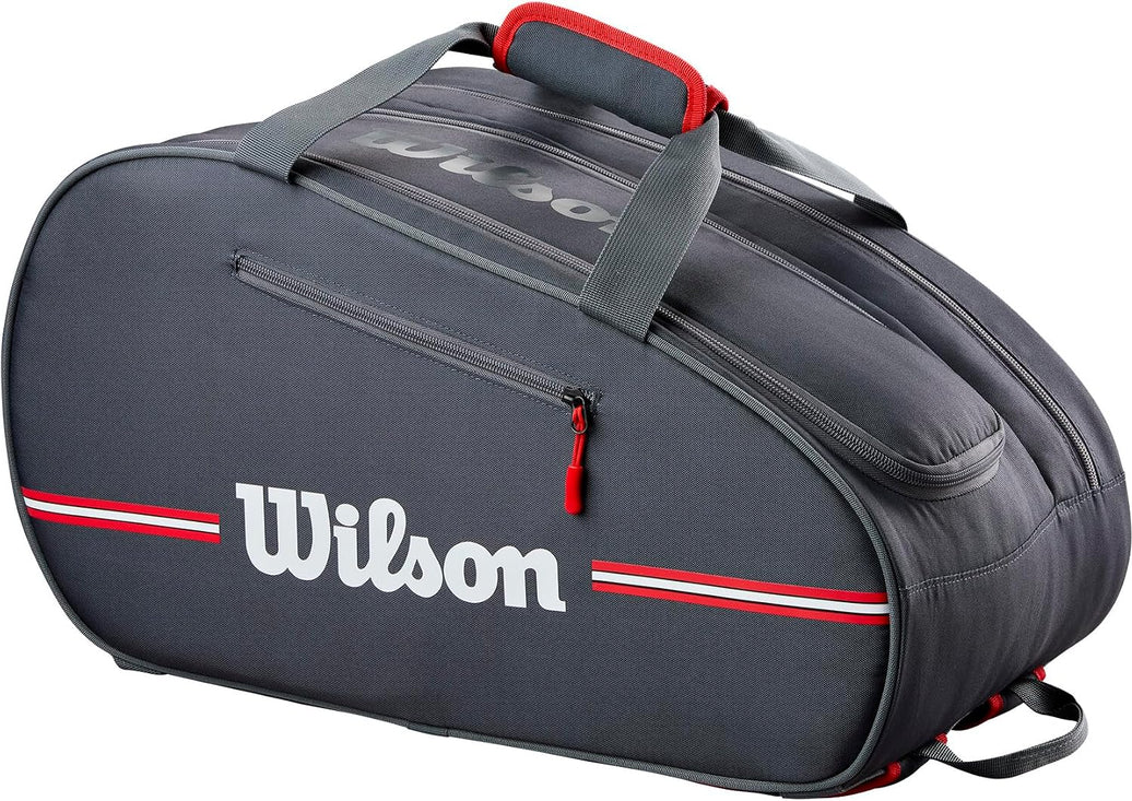 WILSON Team Padel Bag - Holds up to 4 Padel Rackets, Black/Red