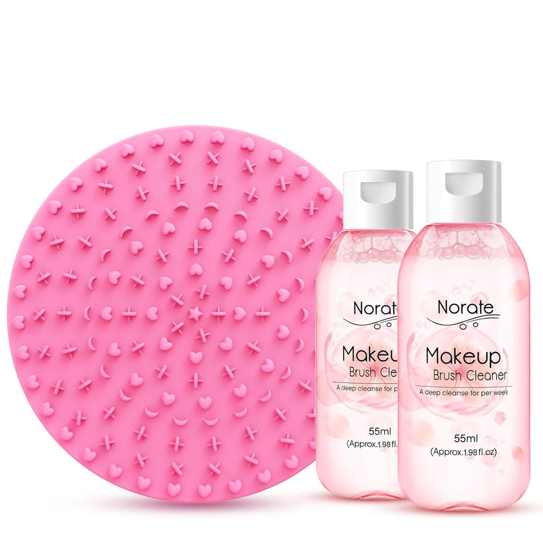 Makeup Brush Cleaner Solution with Brush Cleaning Mat, 3 Piece Set
