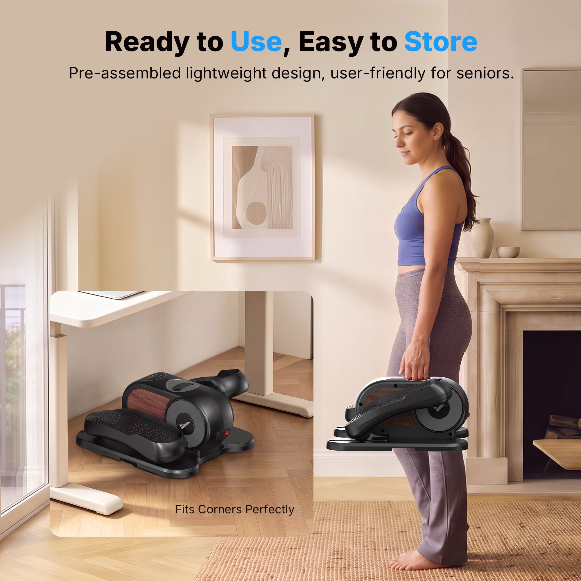 under Desk Elliptical Trainer, Compact Portable Exercise Machine, Adjustable Speed, Low Impact for Home Office, Gift