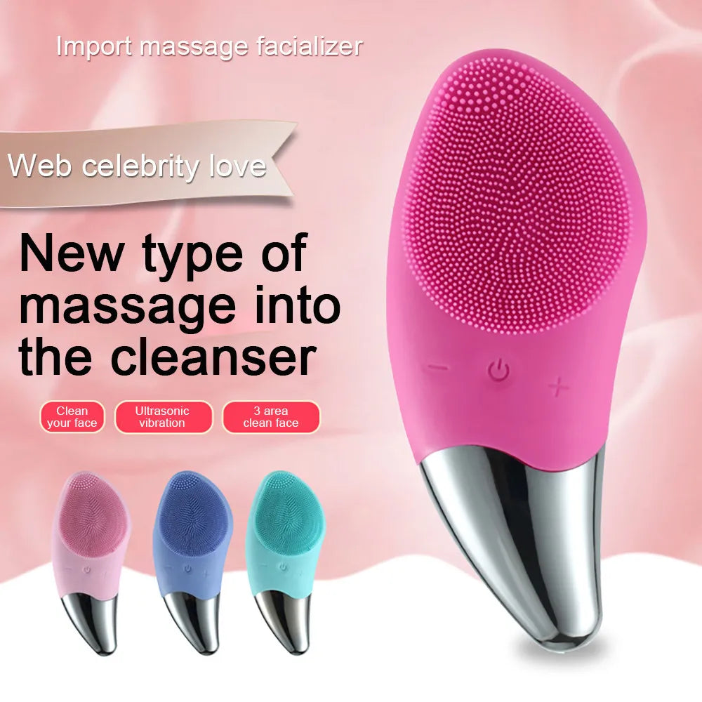 Electric Facial Cleansing Brush Massager Ultrasonic Wash Instrument Deep Pore Cleaning Facial Vibration Massage Relaxation Tools