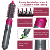 Hair Dryer Brush Set,5 in 1 Hot Air Brush,Negative Ionic Hair Styling Tools,Gray