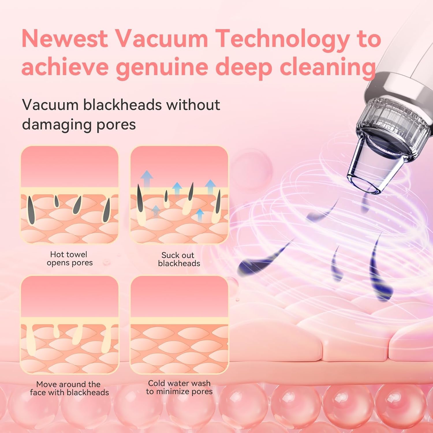 Blackhead Remover Pore Vacuum, USB Rechargeable Face Pore Cleaner Tool