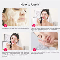 4 in 1 Electric Facial Cleansing Brush Sonic Waterproof Rotate Rechargeable Face Cleaning Tool Pore Cleaner Facial Skin Machine