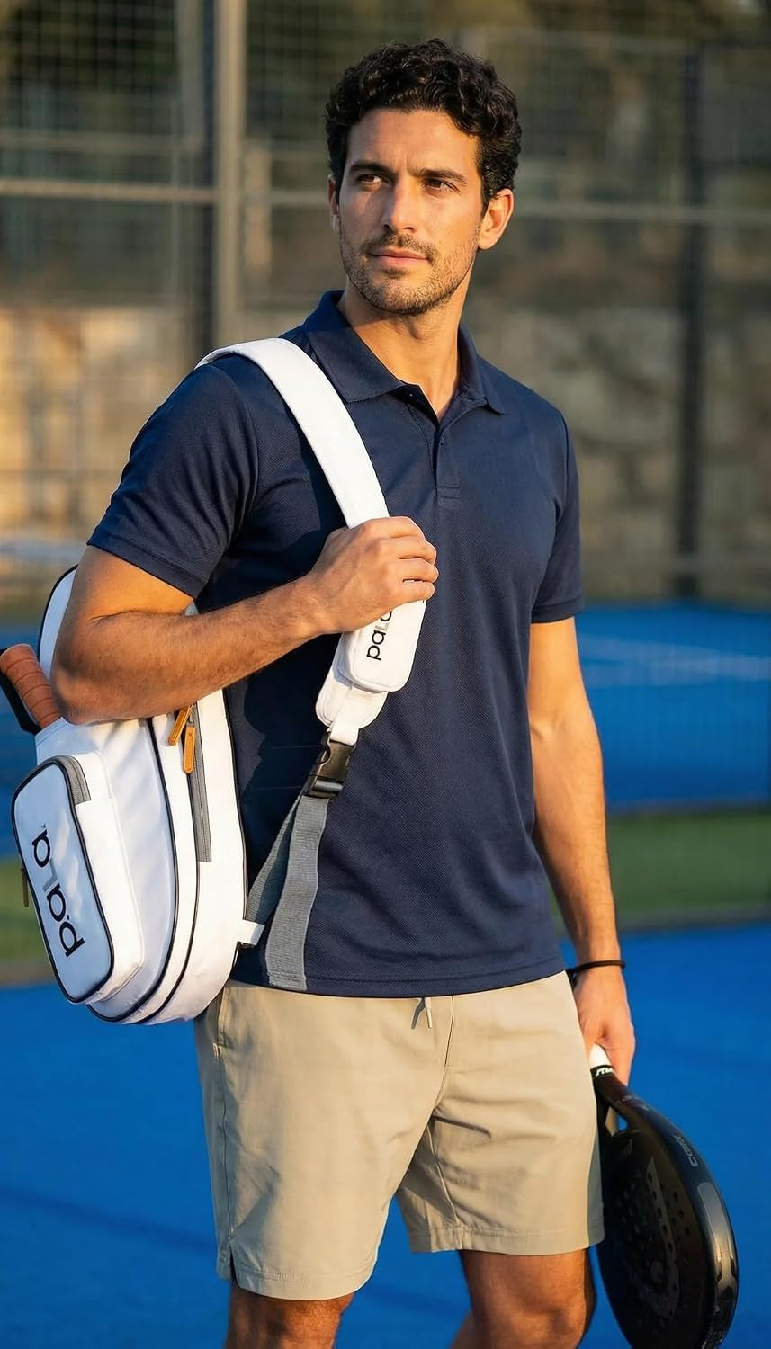 Multi-Sport Crossbody Padel Bag – Fits 2 Padel Rackets, Lightweight 2.07 Lb, Fence Hook, 13” Device Sleeve, Compact Racket Bag for Padel, Tennis & Pickleball