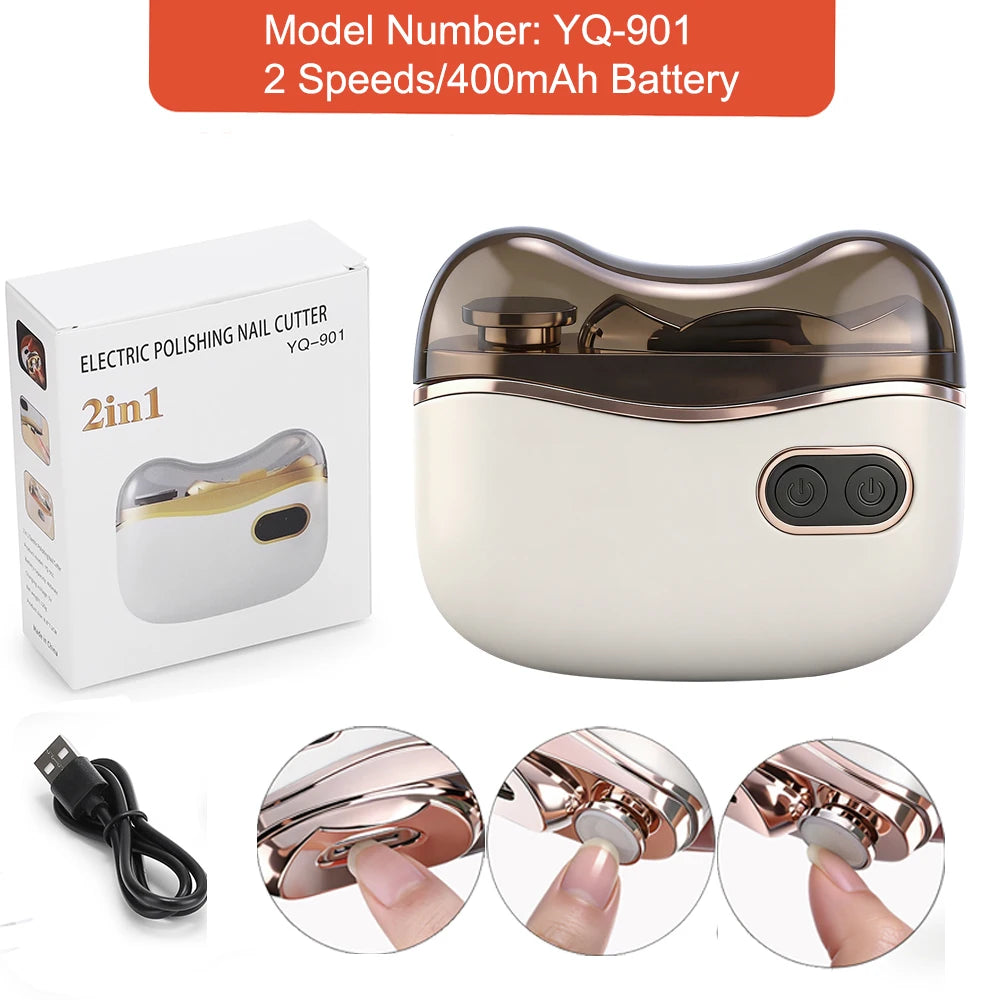 3In1 Electric Nail Clipper Automatic Nail Grinder for Children Adult Nail Polishing Trimmer USB Charging Mini Palm Manicure Tool