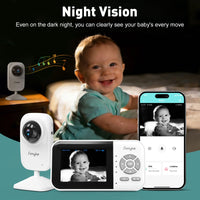 Wifi Video Baby Monitor, 2.8" LCD & App Viewing, 2-Way Audio, Night Vision, VOX, 5 Lullabies, Supports 4 Cameras, 1200Ft Range, Home Use