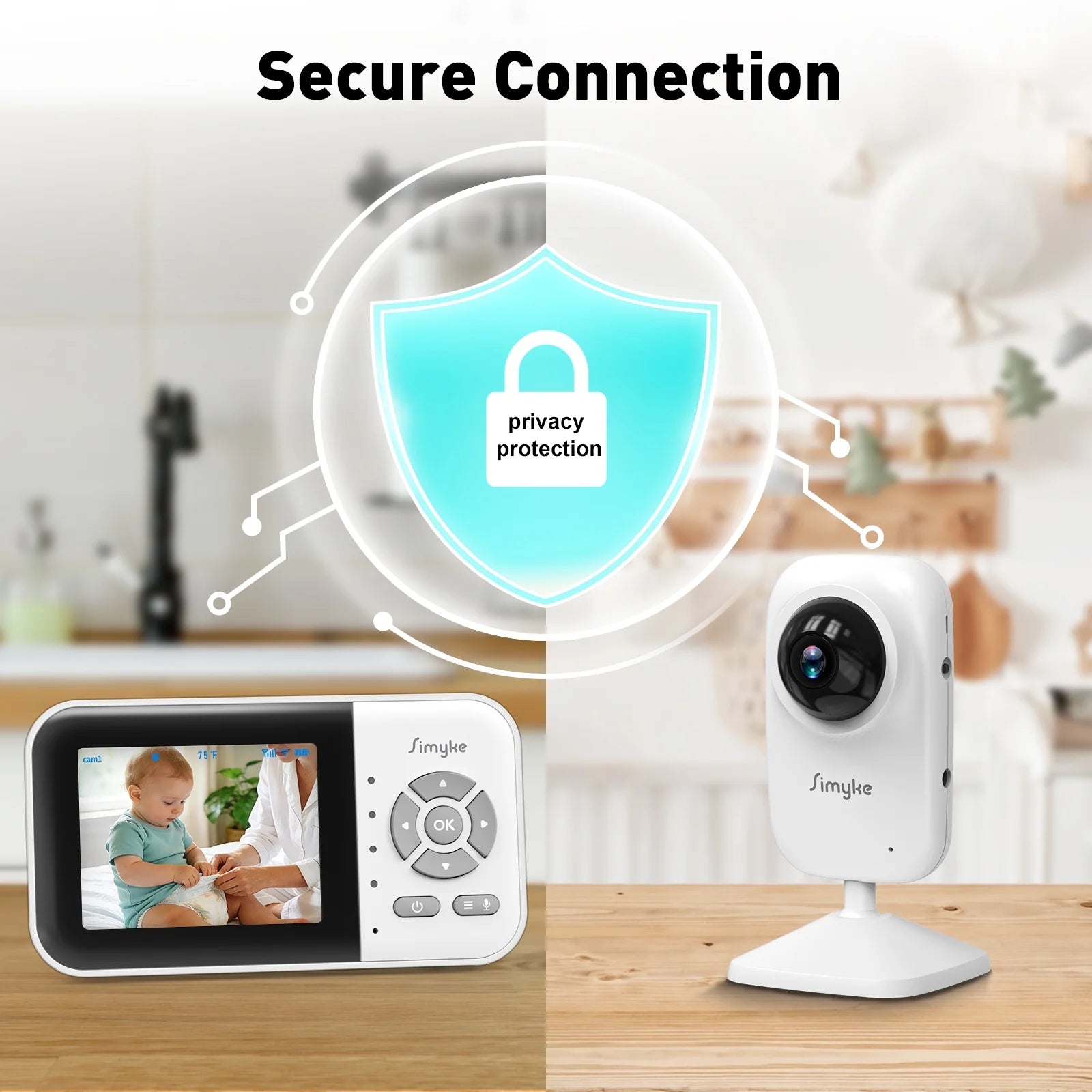 Dual Camera Video Baby Monitor, 2.8" LCD, Wireless, Night Vision, 2-Way Audio, App Access, 1200Ft Range, Feeding Timer, Temperature Sensor, Portable for Home Use
