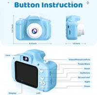 Kids Camera 1080P HD Digital Video Camera for Kids 32Gb Sd Card Mini Rechargeable Toddler Toys Christmas Birthday Festival Gifts for for 3-12 Years Kids, Blue