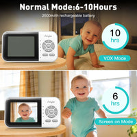 Wifi Video Baby Monitor, 2.8" LCD & App Viewing, 2-Way Audio, Night Vision, VOX, 5 Lullabies, Supports 4 Cameras, 1200Ft Range, Home Use
