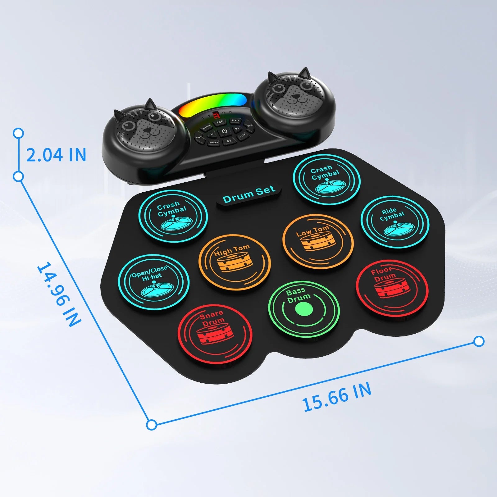 Electronic Drum Set for Kids Adults,9 Pads Portable MIDI Roll-Up Drum Kit with Dual Speakers / Headset Jack / Drumsticks / Foot Pedals,For Beginners