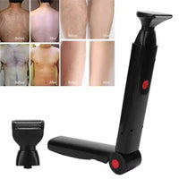 Electric Back Shaver 2 in 1 Facial Hair Trimmer Razor Rechargeable Foldable Handle Back Hair Removal Men Body Groomer