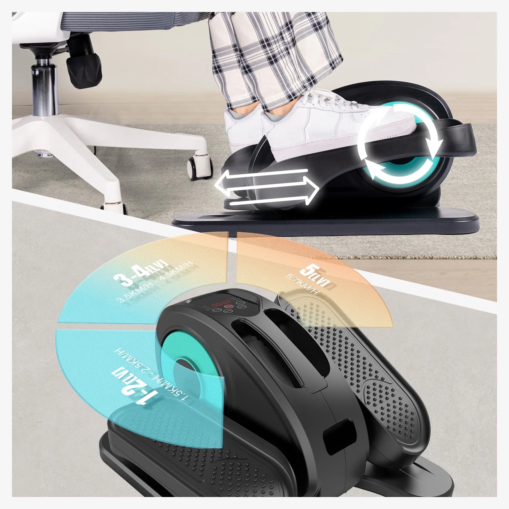 under Desk Elliptical Machine Electric, Ellipse Leg Exerciser for Seniors Fully Assembled, Portable and Quiet Pedal Exerciser with Remote Control and LCD Display Monitor