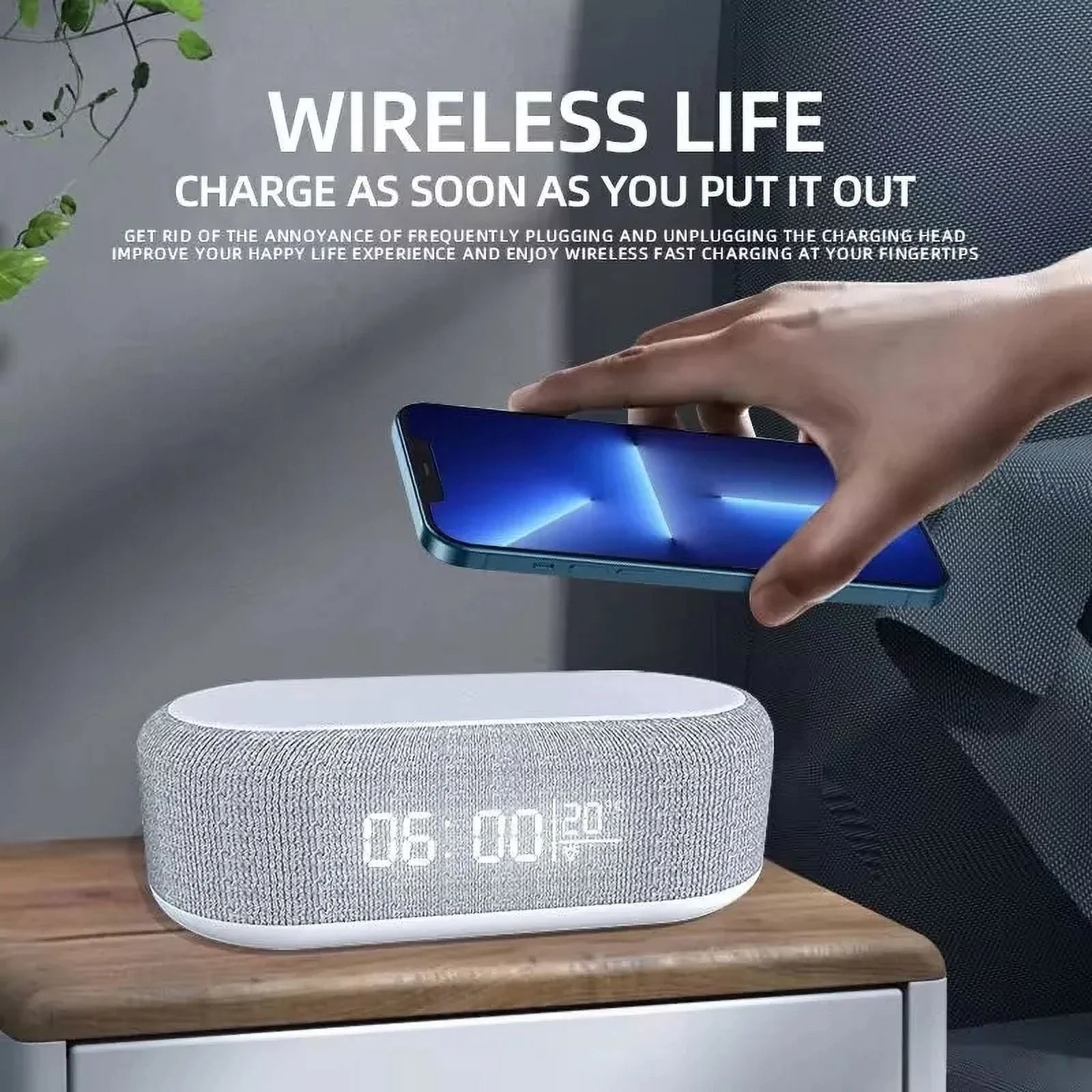 Digital Alarm Clock Wireless Charger,4 in 1 Wireless Charger with Digital Alarm Clock,Bedside with Fast Wireless Charging 15W,Dual Alarm for Heavy Sleepers,Usb Charger,Countdown Timer,Rgb Mode